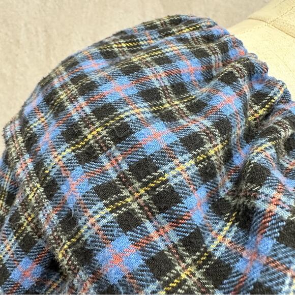 Stefano vintage 90s flannel plaid off the shoulder cropped peasant top medium - Picture 12 of 14